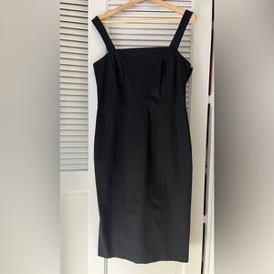 Banana Republic Black Midi Dress Stretch Jumper Straps Sz 12 Classic Whimsigoth